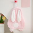 thumbnail image 6 of Cute Bunny Coral Fleece Bath Towel, Absorbent Soft Towel with Hanging Lanyard for Kitchen Bathroom Use Towel Holder, 6 of 7