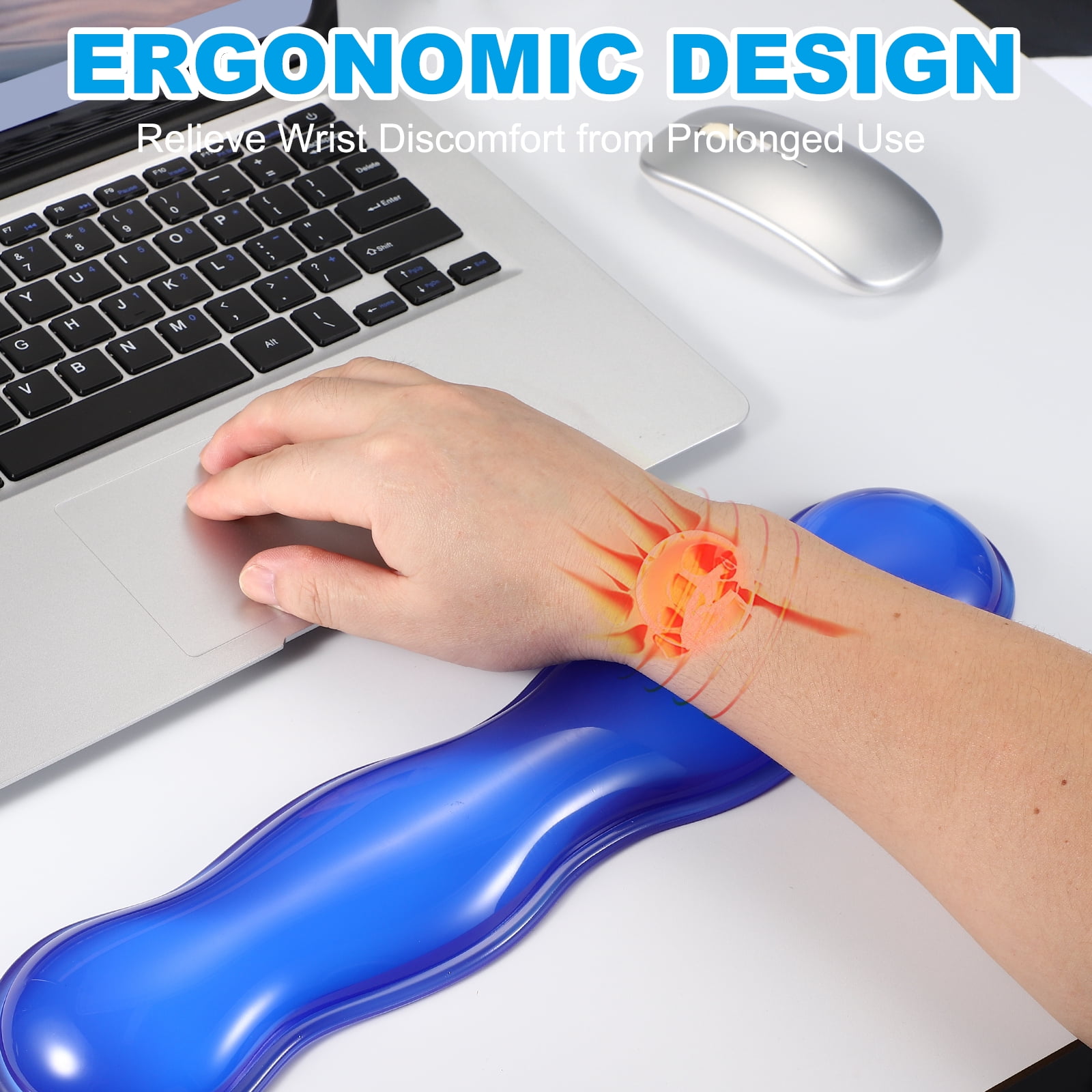 Uxcell Gel Wrist Rest, Gel Mouse Pad Mouse Wrist Support for Keyboard and Mouse Ergonomic,Pad Set Black