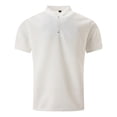 thumbnail image 4 of RMGVDSD Mens Henley Shirt Short Sleeve Polo Golf Shirts Stand Collar Casual Breathable Comfortable Summer Tops Textured Business Wear Classic Golf Top, 4 of 4