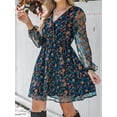 thumbnail image 6 of Cupshe Women's Floral Print Chiffon A-Line Mini Dress Long Peasant Sleeves, Orange, 6 of 6