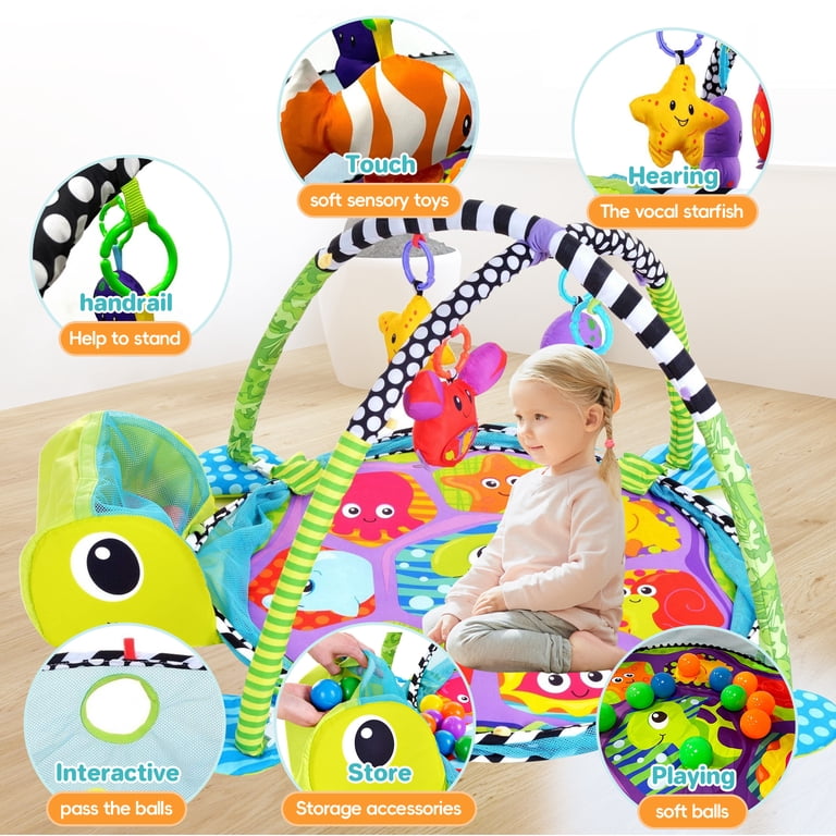 KOPPOP 3-in-1 Baby Play Gym with Ocean Ball Pit and Mat photo 7