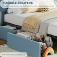 thumbnail image 5 of Twin Size Bed Frame with 2 Storage Drawers, Bedframe with Storage Headboard, Upholstered Bed Frame, No Box Spring Needed, Easy Assembly, Blue, 5 of 7