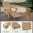 thumbnail image 5 of Folding Adirondack Chair with Ottoman HDPE Patio Chair Pull Out Footrest with 2 Cup Holders Garden Lawn Teak, 5 of 10