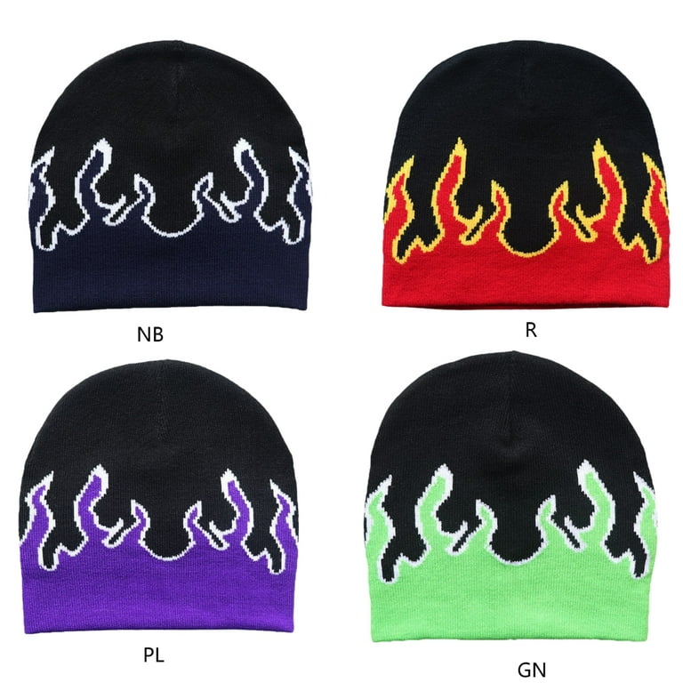 COUVER Unisex Flame Fire Design Cuffless Beanie Hat Ski Beanie Hat, Black /  Gold & Neon Green Fire, One Size - Walmart.com