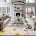 thumbnail image 4 of Easter Bunny Area Rugs Collection 6'x9', Spring Watercolor Polka Dot Flower Plaid Beige Non Slip Indoor Rectangle Throw Runner Rug Floor Mat Carpet for Living Room Dining Table Bedroom Nursery, 4 of 9