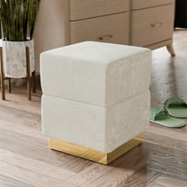 Furniture of America Vena Modern 15" Chenille Fabric Square Storage Stool, Beige
