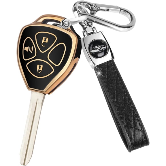 Key Fob Cover Compatible with Toyota 4Runner Corolla Matrix RAV4 Venza Yaris Scion 2005-2018 3 Button Keychain Case Holder Protector,Black,3 Buttons