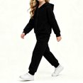 thumbnail image 7 of LvhaoGJOB Little Kids Boys Hoodie and Sweatpants Outfit Set, Black - fleece fabric, 7 of 7