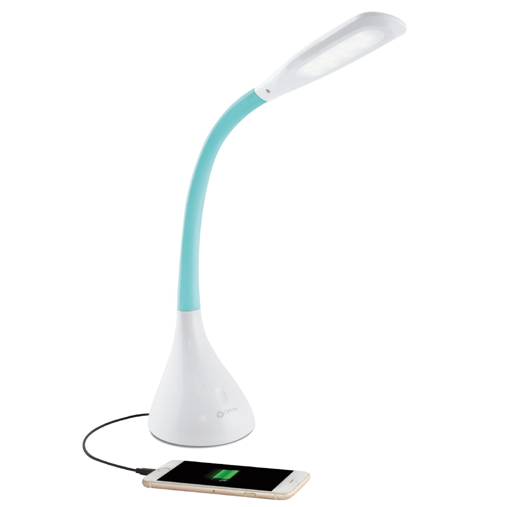 Dorm Great for Home Sewing Table OttLite Creative Curves LED Desk Lamp Task Lamp 2.1A USB Charging Port 4 Brightness Settings Table Lamp Office 