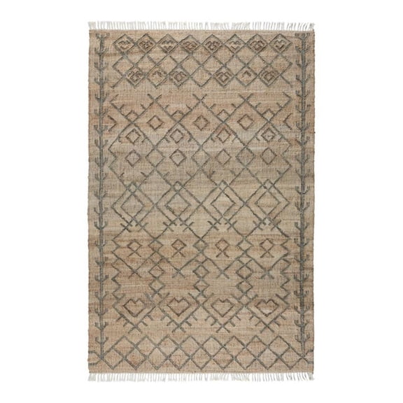 Pemberly Row 24x36" Jute and Cotton Accona Rug in Natural/Sage Green