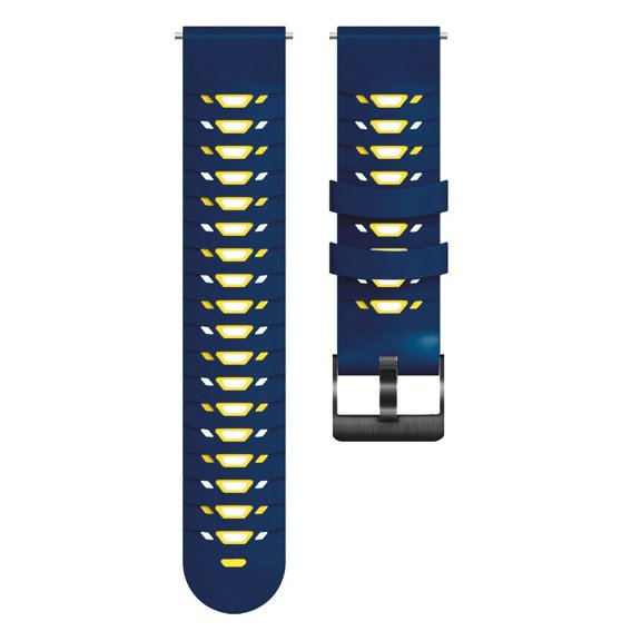 Replacement 22mm Dual Color Watch Band Silicone Watchband Sports Watch WristBand Smart Watch Strap BLUE&YELLOW