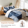 thumbnail image 7 of Abstract Splicing Plaid Bedding Duvet Cover Set King Size 4 Pieces Watercolor Navy Blue Bedding Set with Zipper Closure, 1 Comforter Cover 92x106 Inches 1 Flat Sheet & 2 Pillow Cases, 7 of 7