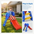 thumbnail image 3 of Kadyn 2 in 1 Toddler Slide Kids Slide for Age 3-8, Freestanding Kids Slide with Climber, Basketball Hoop, Red, 3 of 7