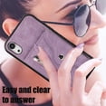 thumbnail image 3 of for iPhone XR Case with Zipper Card Holders and Crossbody Strap & Short Belt for Women, RFID Blocking PU Leather Button Flip Shockproof Wallet Case Cover for iPhone XR - Purple, 3 of 10