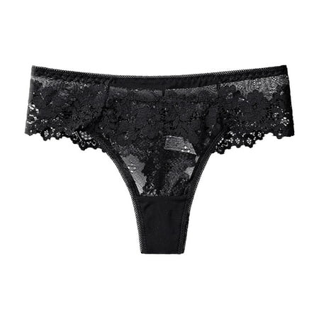 

Aayomet Women Panties Seamless Ladies Embroidered Panties Flashing Diamond Waist Open Crotch Mesh Thong Black M