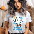 thumbnail image 2 of No Feet No Problem Ghost Graphic Tee | Funny Cute T-Shirt for Women, White, Size L, 2 of 6
