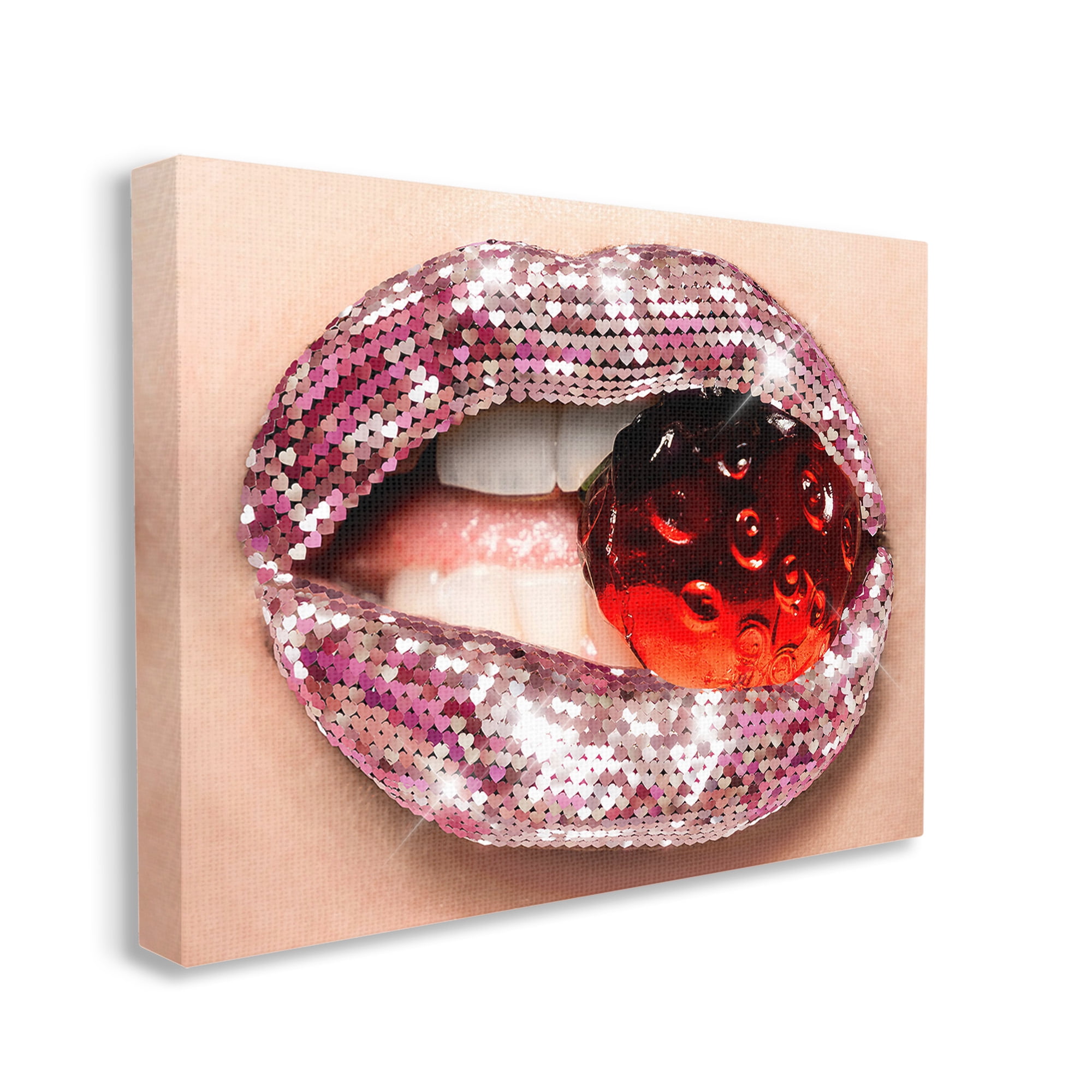 Stupell Industries Glam Biting Candy Novelty Painting Gallery Wrapped Canvas Art Print Wall Art, 48 x 36