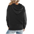 thumbnail image 4 of IROINNID Women's Long Sleeve Hoodie Mid-Length Solid Color Stylish Sweatshirt Pullover, Black, 4 of 8