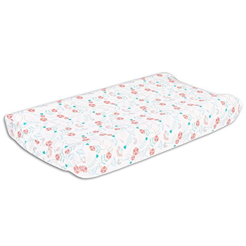 Safari Love Elephant Garden Baby Girl Changing Pad Cover by The Peanutshell