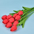 thumbnail image 1 of Flores artificiales Flor falsa Tulipán Material de látex Toque real para sala de bodas Decoración de fiesta de hotel en casa y decoración de bricolaje (red-20pcs)_ kaili Sencillez, 1 of 5