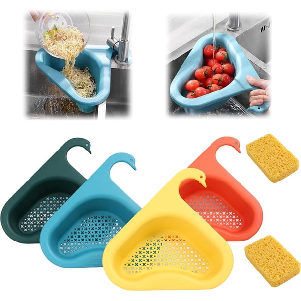 Cesta de filtro colgante para grifo, cesta de drenaje para fregadero de cocina, cesta de drenaje de cisne, filtro de fregadero triangular de cocina multifuncional, cesta de colador de fregadero de coc