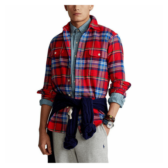Polo Ralph Lauren Men's Classic Fit Plaid Twill Workshirt, MULTI,( LG)