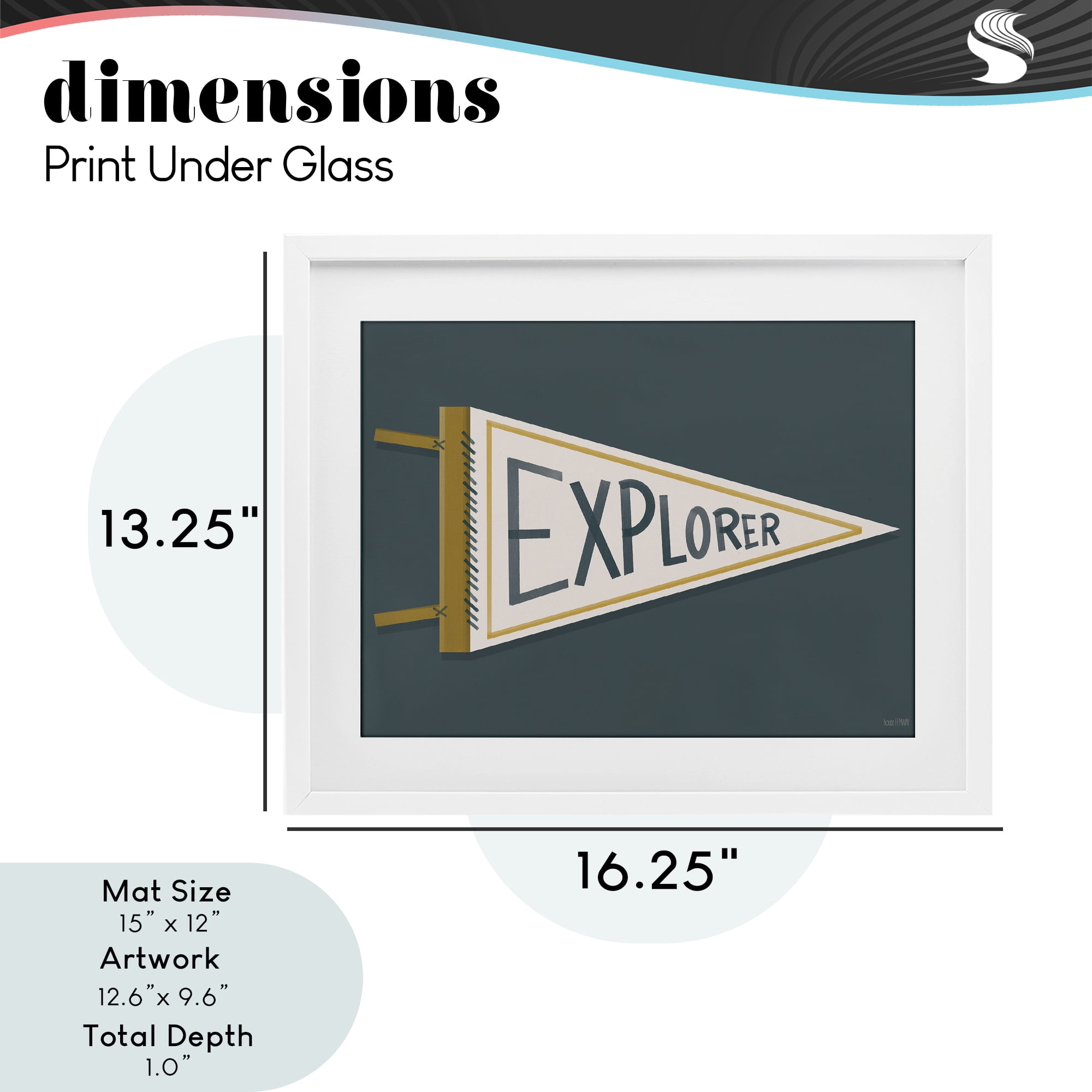 Stupell Industries Explorer Retro Pennant White Framed Print Under Glass, design by House Fenway