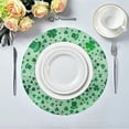 thumbnail image 3 of GZHJMY St Patrick's Day Clover Round Placemasts Set of 4, Non-Slip Heat Resistant Place Mats Washable Kitchen Dining Table Mats, 15.4", 3 of 5