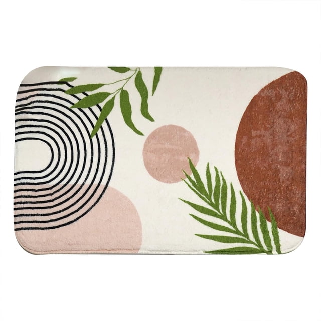 Bohemian Flannel Bath Mat Set Soft Polyester Non Slip Machine Washable Vintage Design Mat for Bathroom Bedroom Kitchen Hallway Small Large Sizes
