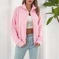 thumbnail image 4 of Suéter de punto de cuello alto para mujer, elegante, transpirable, con cierre de cremallera, suéter suelto con cremallera de cuello alto para mujer, Rosa M, 4 of 8