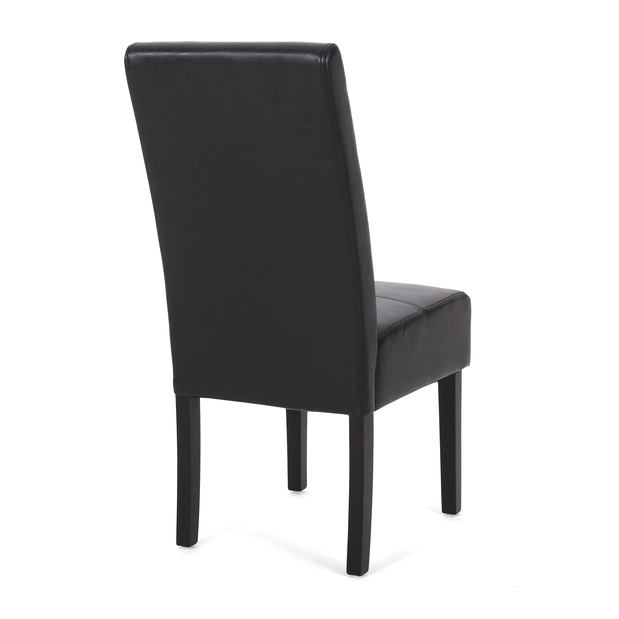 Noble House Braydon Faux Leather Dining Chairs, Set of 4, Midnight Black, Espresso