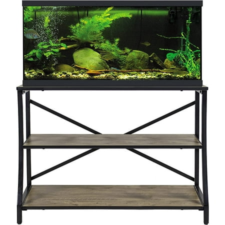 UPC: 0664255003324 | Aquatic Fundamentals Metal + Wood 40/55 Gallon Rustic Gray Aquarium Stand