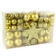 thumbnail image 1 of 100 mini bolas de Navidad de plástico para colgar en el árbol, de tamaños variados. Dorado, 1 of 7