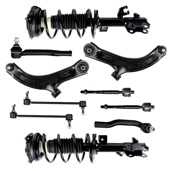 ECCPP Front Strut Spring Assembly, Control Arm and Ball Joint Assembly, Stabilizer Bar Link, Tie Rod End Fit for 2007 2008 2009 2010 2011 2012 for Nissan Versa Set of 10
