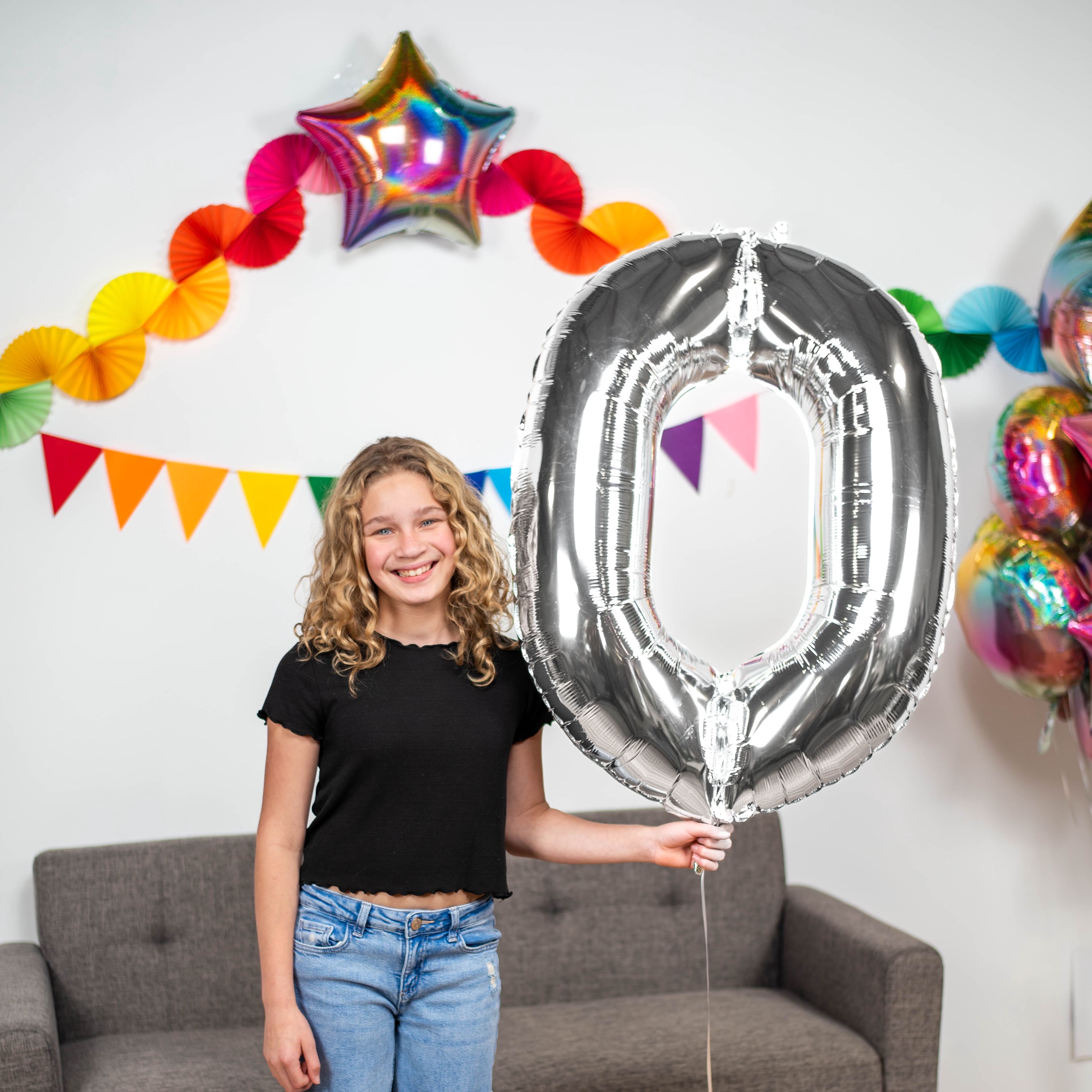Anagram Foil Number 0 Balloon, 34in, Silver