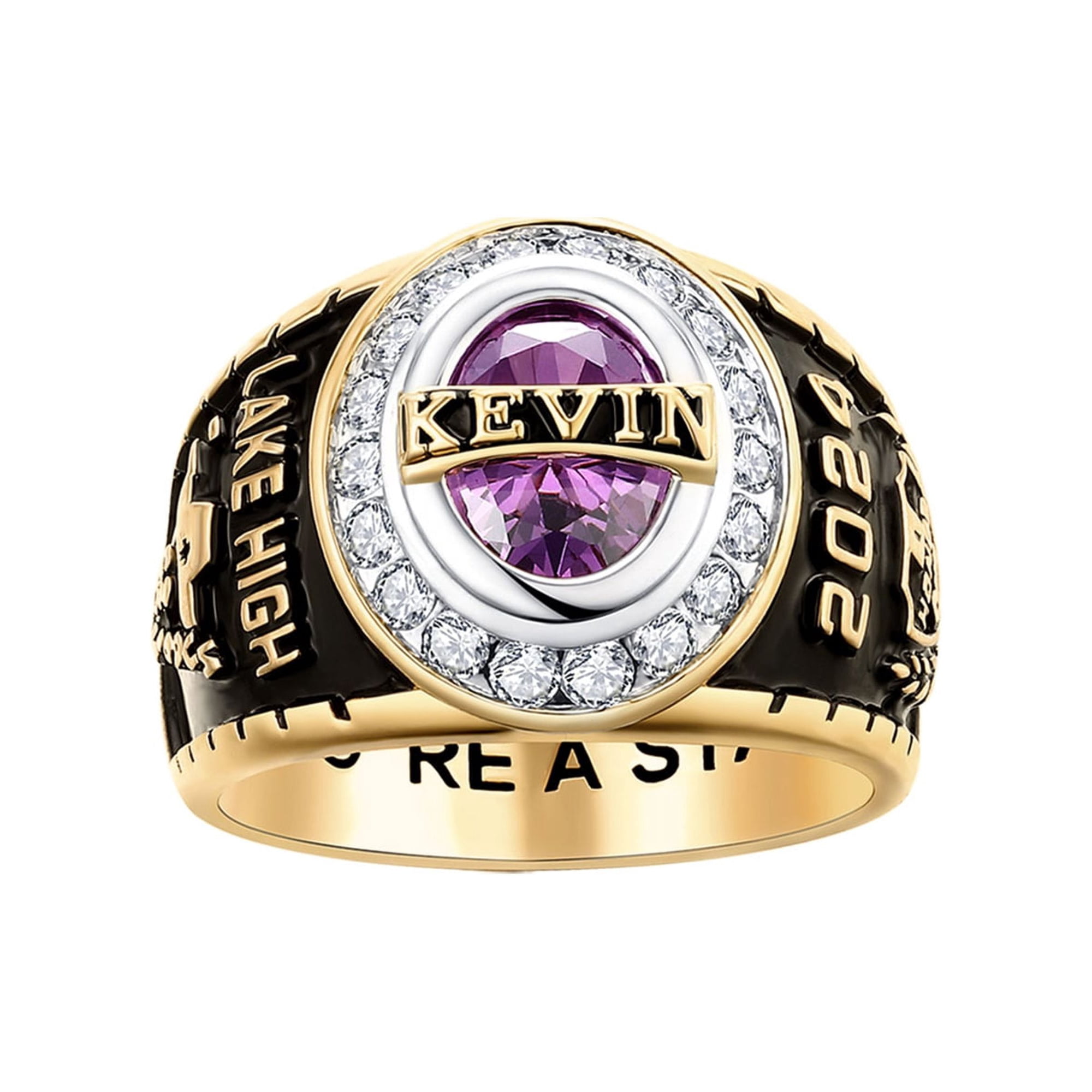 Order Now for 2025 Graduation, Freestyle Men's CZ Oval Stone Personalized Top Class Ring, Personalized, High School or College