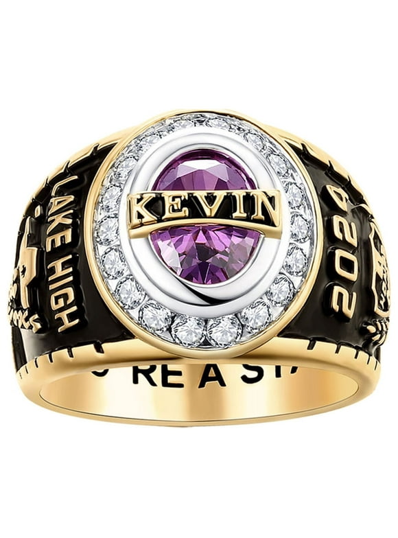 Order Now for Graduation, Freestyle Men's CZ Oval Stone Personalized Top Class Ring, Personalized, High School or College