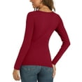 thumbnail image 3 of MOSHU Thermal Tops for Women Scoop Neck Slim Fit Basic Top Ribbed Thermal Undershirts Layering Tee Womens Long Sleeve Shirts, 3 of 10