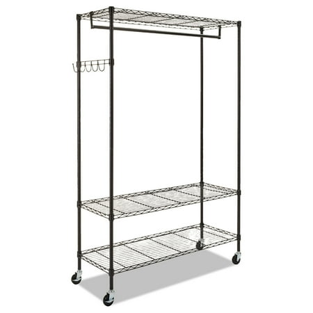 Alera ALEGR364818BL 48 in. W x 18 in. D x 75 in. H 40 Garments Wire Shelving Garment Rack - Black