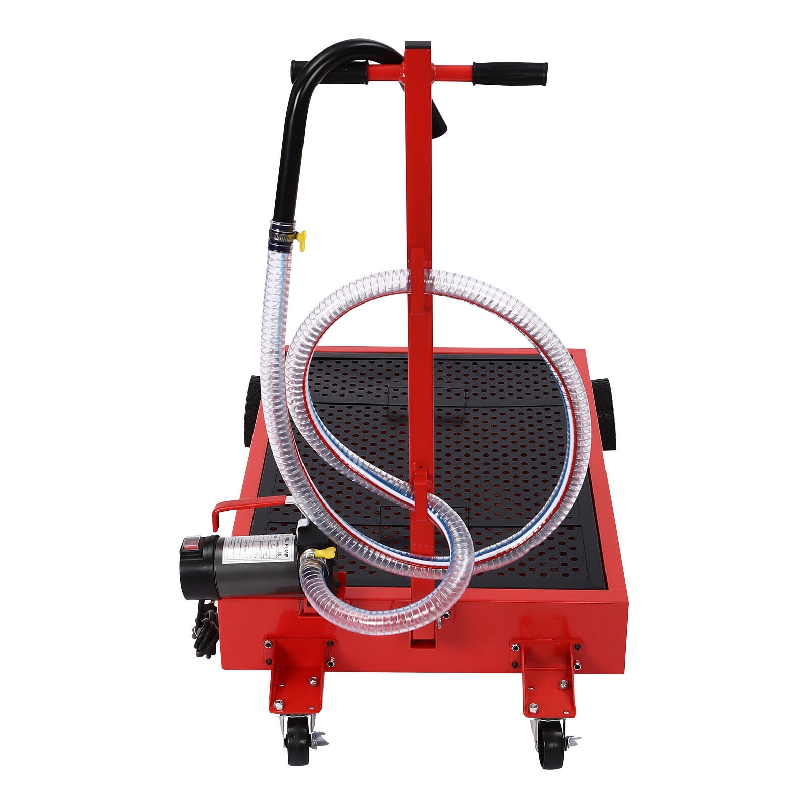 17 Gallon Portable Oil Drain with Pump Truck Oil Drain Low Profile Oil Change Pan Black