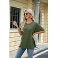 thumbnail image 2 of New Women's Solid Color Round Neck Loose Short-Sleeved T-Shirt Top, 2 of 3