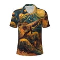 thumbnail image 2 of Daiia Starry Night Guitar Turtle Pattern Men’s Polo Shirts,Solid Deck Shirt,Classic Fit, Breathable Cotton Polo for Casual and Sport Wear-XX-Large, 2 of 7
