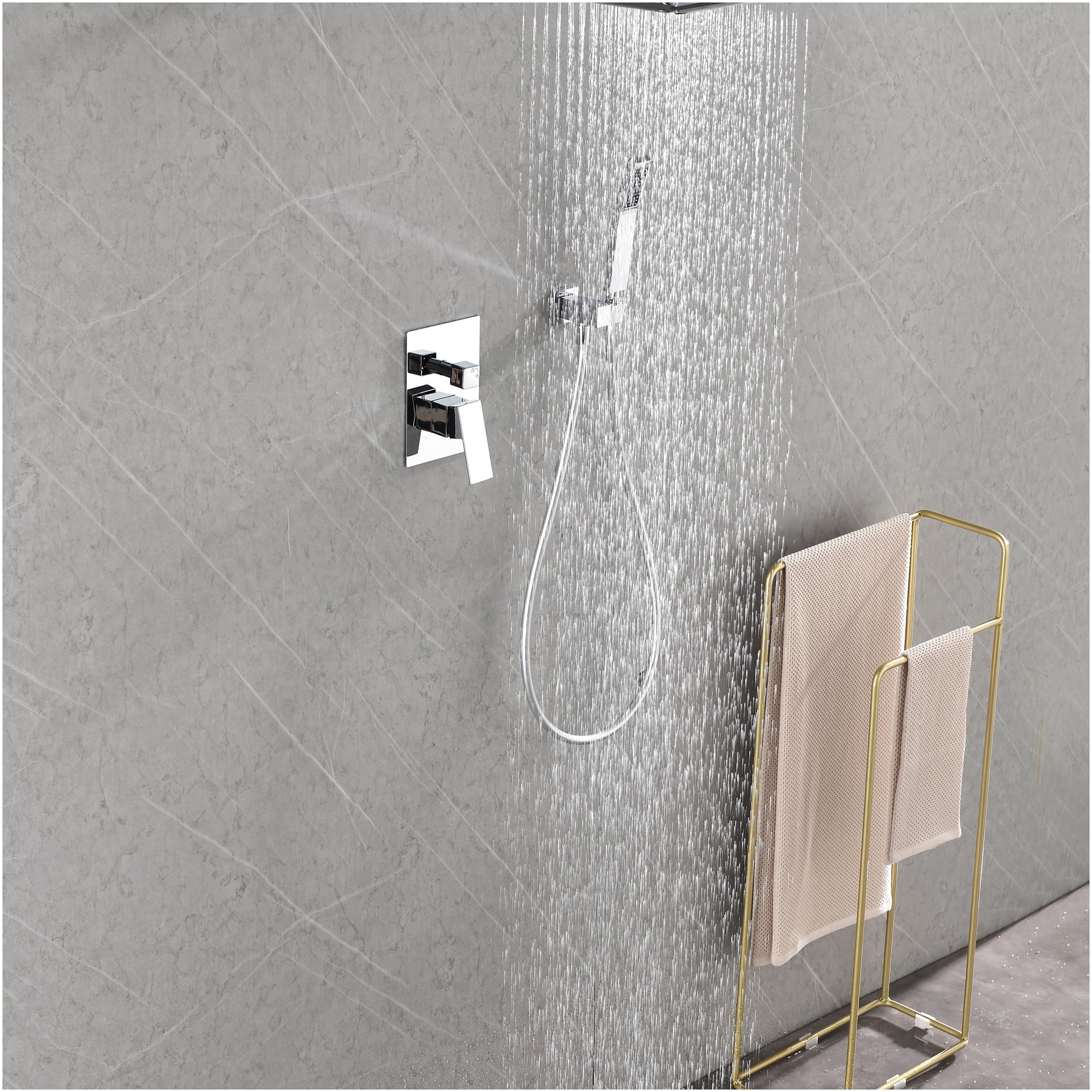JERFIT 12 Inch Rain Shower System, Wall Mounted Luxury Shower Head Set with 6” Extension Arm, High Pressure Rainfall Showerhead in Brushed Nickel Finish