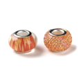 thumbnail image 3 of 100 pc Resin European Beads with Platinum Plated Brass Core Rondelle Sandy Brown 13.5x9mm Hole: 5mm, 3 of 3