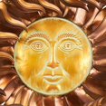 thumbnail image 5 of DecMode Copper Metal Sun Wall Decor with Gold Sun Face and Folded Wavy Rays, 5 of 9