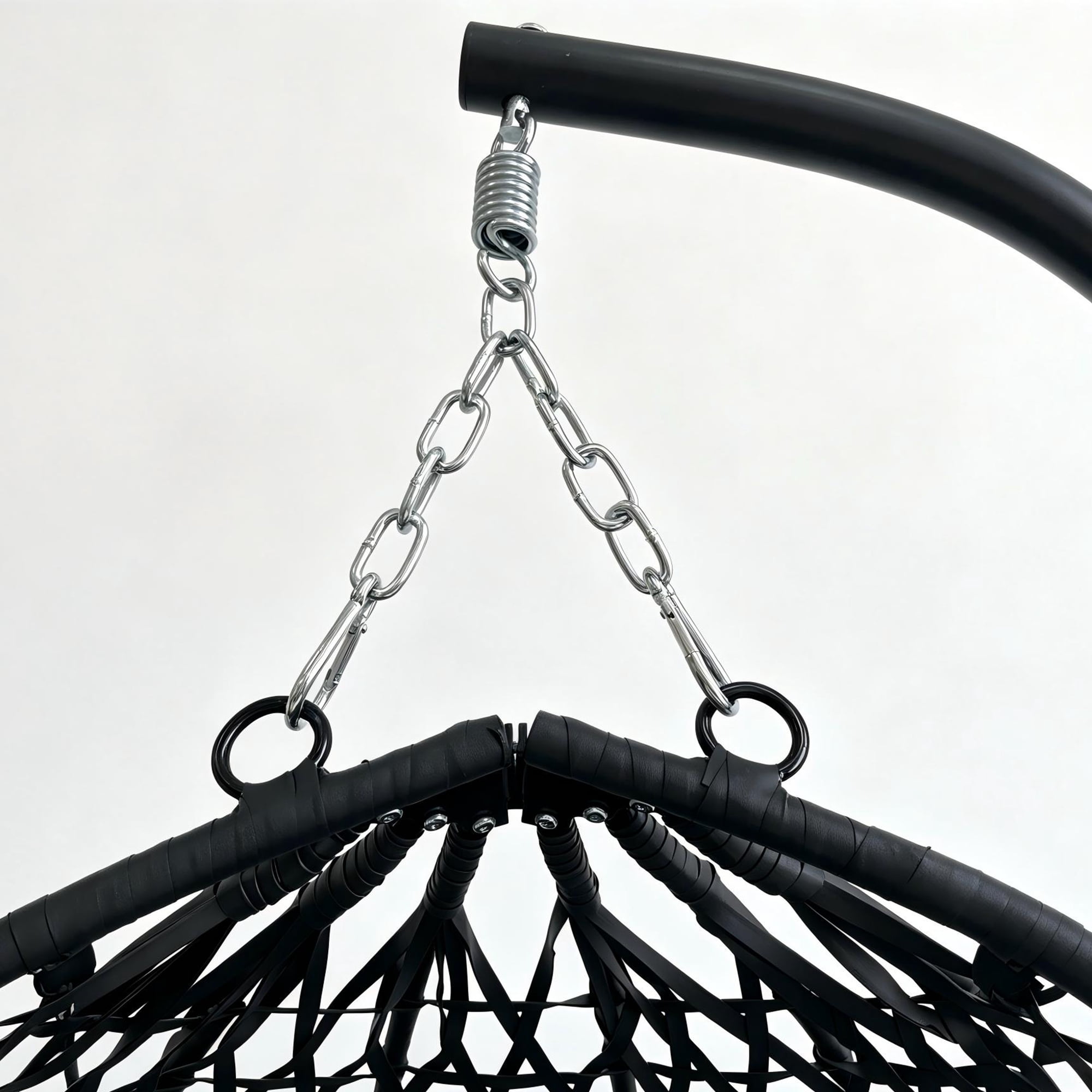 Foldable Hanging Egg Chair with Stand, HDPE Rattan Wicker Swing Chair with Cushion, Heavy Duty Frame 350 Lbs Capacity, Outdoor Patio Indoor Bedroom Balcony