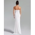 thumbnail image 4 of Vestido largo sin tirantes Bella Barnett con lentejuelas y plumas blancas y perlas, 4 of 5