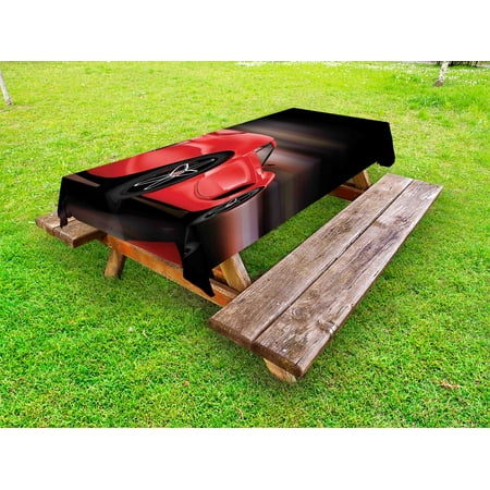 

Cars Outdoor Tablecloth Rear View of A Futuristic Sports Car Motion Power Transportation Vehicle Sublime Motor Decorative Washable Fabric Picnic Tablecloth 58 X 104 Inches Red Black by Ambesonne