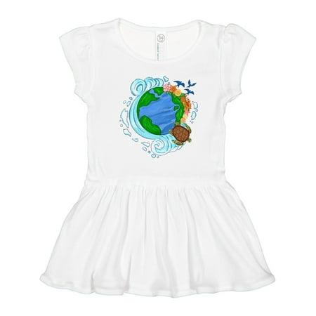 

Inktastic Earth Day Turtle Planet with Waves and Birds Gift Toddler Girl Dress