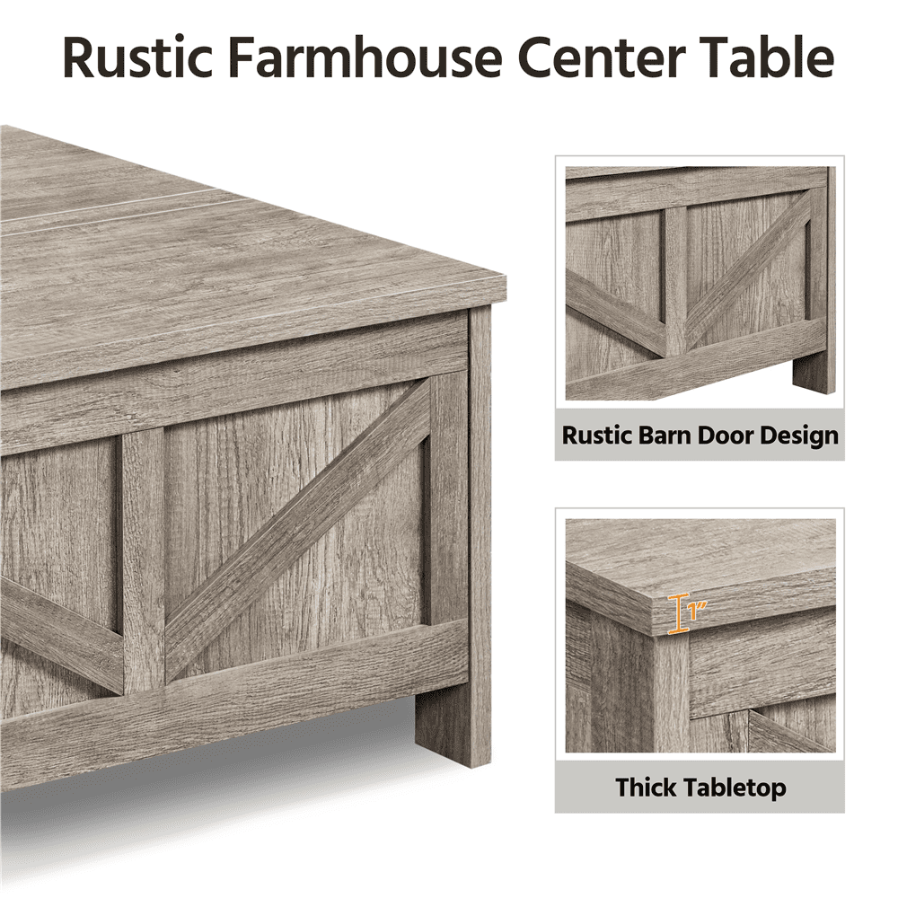 Alden Design Storage Medium Density Fiberboard Coffee Table, Gray